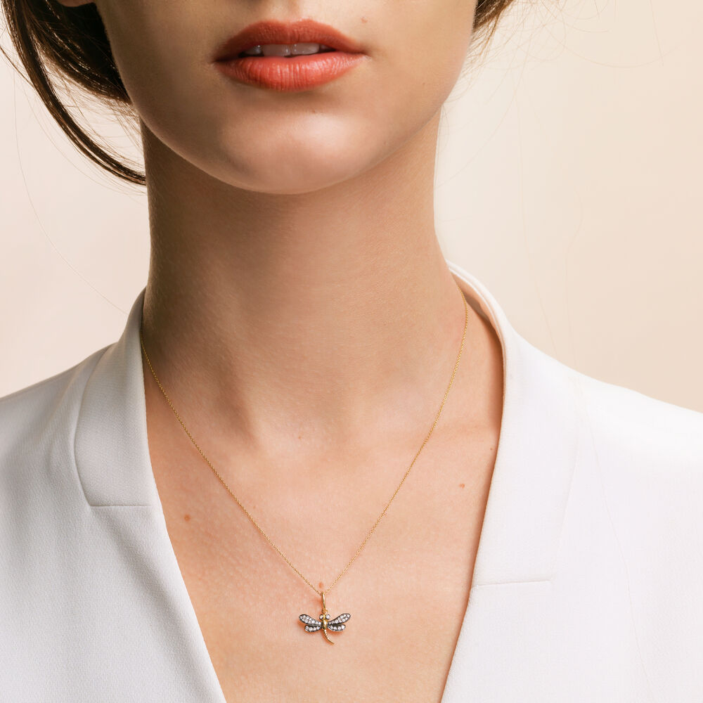 Love Diamonds 18ct Yellow Gold Dragonfly Necklace | Annoushka jewelley